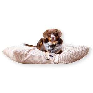 4L Textil MOLLY Hundekissen flauschig Cord Hundebett Grosse Hunde mit Bezug und Reißverschluss kuscheliges Hundekissen waschbar (120x100 cm, Beige (Stripes)