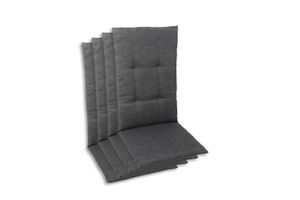 GO-DE Textil, Sesselauflage Mittellehner, 4er Set, Farbe: grau, Maße: 108 cm x 48 cm x 5 cm, Rueckenhoehe: 60 cm