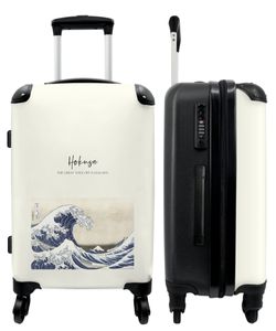 NoBoringSuitcases.com® Großer Koffer - Kunst - Hokusai - Meer - Golf - Vintage - Kombinationsschloss TSA - Hartschalen Trolley 4 Rollen - 60 liter - Reisekoffer - 66 cm