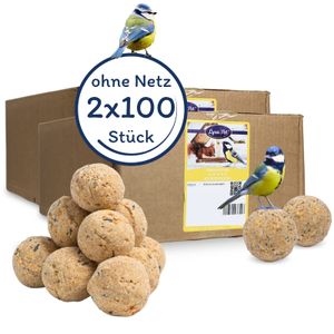 2 x 100 Stk. Lyra Pet® Meisenknödel Basic ohne Netz à 90 g = 18 kg