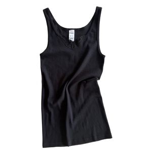 HERMKO 1440 Damen Unterhemd mit Spitze aus 100% Baumwolle, Farbe:schwarz, Größe:48 (XL)