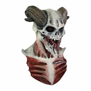 Teuflische Skelett Halloween Maske weiss-braun-rot