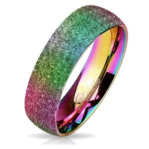 viva-adorno Gr. 52 (16,5 mm Ø) Damen & Herren Edelstahl Ring Partnerring Verlobungsring mit diamantierter Glitzer Oberfläche RS56 regenbogen,