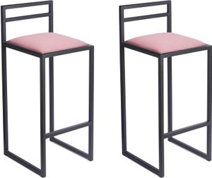 Barhocker 2er Set Schwarz 95 cm mit Lehne – Metall Barstuhl mit Polstersitz – Industrial Loft Style - Rose