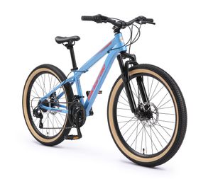 BIKESTAR Kinder Jugend Mountainbike 24 Zoll ab 8 Jahre | 21 Gang Hardtail MTB Scheibenbremse Federgabel | Blau