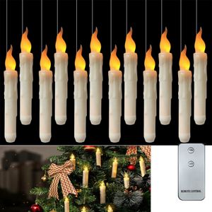 12 stk Warmweiß LED-Kerze Weihnachtsbaum Hängend Schwebend Kabellos mit Fernbedienung Weihnachtsfeier-Dekoration Weihnachtsdekorationen