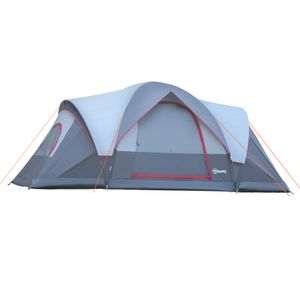 Outsunny Zelt für 5-6 Personen, Campingzelt mit Heringen, Tunnelzelt, Kuppelzelt, Polyester, Grau, 4,55 x 2,3 x 1,8 m