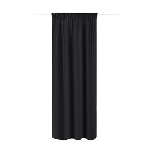 JEMIDI Vorhang blickdicht 140x250cm - Gardine mit Kräuselband Universalband - 100% Polyester Schal lang für Wohnzimmer Schlafzimmer - schwarz