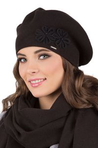 Vivisence dámska baretka elegantná zimná čiapka teplá a útulná pokrývka hlavy na zimu a jeseň teplá hrubá pletená čiapka, klasická čiapka pre ženy, vyrobená v EÚ, čierna, jedna veľkosť pre všetkých
