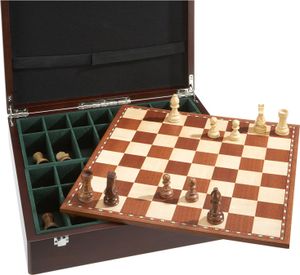 Philos 2504 - Schachset Exklusiv, Schachfiguren in Figurenbox mit Einzelfächern, KH 78 mm 4014156025