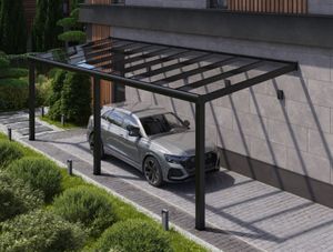 Durchdacht Carport aus Aluminium Anthrazit 1000x400 Klarglas ohne Beleuchtung