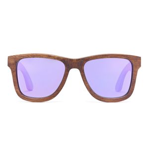 Herren Sonnenbrille Bambus Braun Glasfarbe lila BERKELEY - 143mm Männer, Sunglasses, Sommer Accessoires, Naturmaterialien