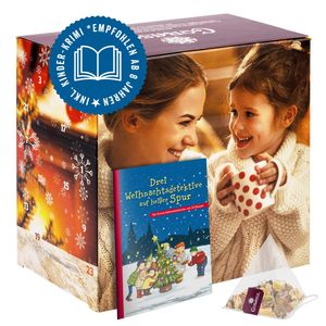 Corasol Premium Kinderkrimi & Tee Adventskalender mit 24 fruchtigen & weihnachtlichen Teemischungen im Pyramidenbeutel (89 g)