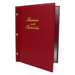 1x Speisekarte (PVC) "Speisen und Getränke" weinrot 8 Seiten A4