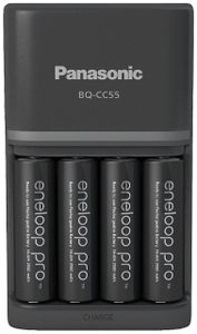 Panasonic Ladegerät Smart & Quick Charger BQ-CC55E + 4x eneloop Pro AA Akku (K-KJ55HCD40E)