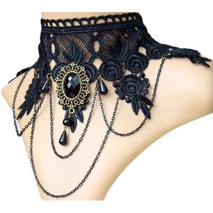 Oblique Unique Damen Kette Gothic Collier Spitze - Halskette