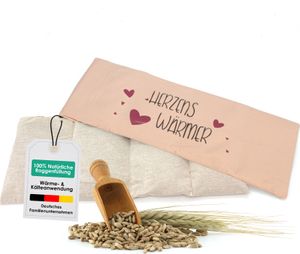 heimtexland ® Roggen Natur Körnerkissen Kälte- und Wärmekissen XL Nackenkissen 20x48 cm 100% Baumwolle 4 Kammern Typ752 Altrosa - Herzenswärmer