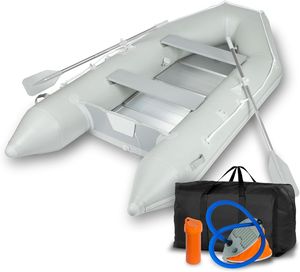 EBERTH Schlauchboot 4 Personen + 1 Kind, 3,20m x 1,50m Boot mit Sitzbank bis 566 kg Angelboot Paddelboot aus robustem PVC, Boot mit Aluboden