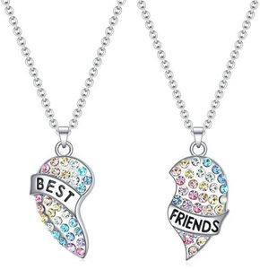 Bixorp Náhrdelník priateľstva pre 2 s dúhovým srdcom - strieborný náhrdelník - BFF náhrdelník - darček k narodeninám