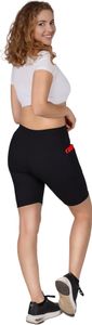 Legginsy damskie getry krótkie kolarki z kieszonką w prążki czarne XL YOCLUB