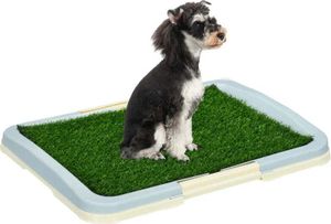 Rootz Hundetoilette - Welpentoilette - 2 Lagen - Kunstgras - Wiederverwendbar - Welpentrainingsunterlage - Grün + Weiß - 63 x 48,5 x 6 cm