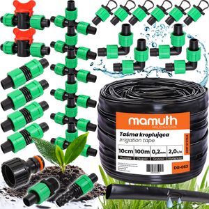 Tropfschlauch Satz 100m 10cm 2l/h Tropfband Bewässerung Verbinderstück T-Stück