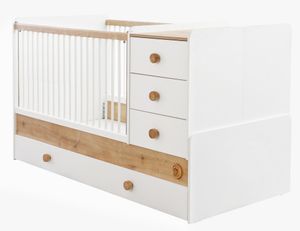 Cilek NATURA BABY Babybett XL mitwachsend Kinderbett Bett Weiß / Natur, Matratze:mit