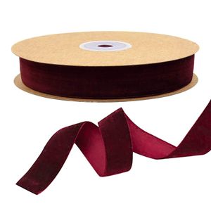 10m Samt-Band 25mm breit Dekoband Zierband Stoffband Geschenkband Borte Farbwahl, Farbe:weinrot