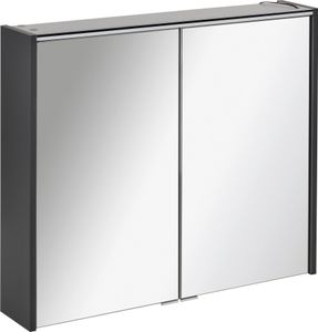 FACKELMANN LED Spiegelschrank DENVER / Badschrank mit gedämpften Scharnieren / Maße (B x H x T): ca. 80 x 68,5 x 16 cm / hochwertiger Schrank mit Spiegel und Beleuchtung fürs Bad / Korpus: Grau