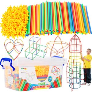Stavebnice MalPlay so slamkami | 400 prvkov | vzdelávacie hračky pre deti | vzdelávacie hračky pre ranné detstvo | darčeky pre chlapcov a dievčatá