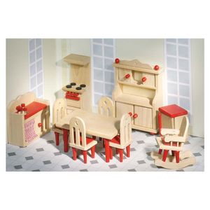 goki 51951 Puppenmöbel Küche, rot/natur (1 Set)