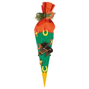 Schultüten-Bastelset Pferd Geschwistertüte 40cm 6-eckig Kreppverschluss