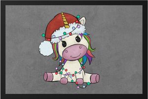 Weihnachts-Einhorn Fußmatte Geschenkidee Einhorn-Fans Unicorn Süßes Motiv für Weihnachten