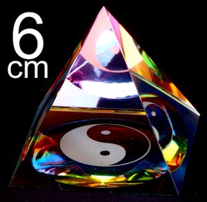 102- ying yang Pyramide 6 cm bunt aus Kristallglas Feng Shui Kristall Glas