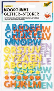 folia Moosgummi Glitter-Sticker LETTERS 128 Stück auf 2 Bögen