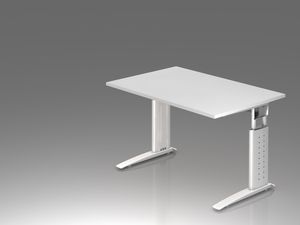 Urbana U-Serie Schreibtisch, manuell höheneinstellbar, Weiß, Farbe Gestell:Weiß, Größe Tischplatte:120 x 80 cm