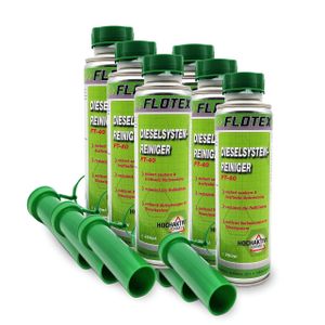 Flotex® - Effektiver Diesel Systemreiniger Additiv, 6 x 250ml | Diesel Zusatz für Dieselmotoren | Effiziente Verbrennung | Löst Verschmutzung & Verharzung im Dieselsystem