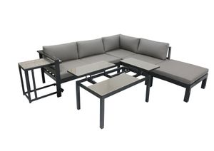 5tlg. Alu Lounge Eckgruppe Garten Sitzgruppe Terrasse Tisch Sofa Couch grau