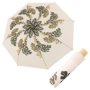 Doppler NATURE Mini - skládací udržitelný deštník béžové barvy se vzorem