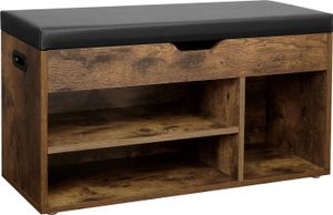 VASAGLE Schuhbank mit 3 Fächern | Sitzbank 80 x 30 x 44 cm | gepolstert bis 150 kg belastbar | Stauraum unter der Sitzfläche Vintage dunkelbraun LHS30BX VASAGLE Schuhbank mit 3 Fächern | Sitzbank 80 x 30 x 44 cm | gepolstert bis 150 kg belastbar | Stauraum unter der Sitzfläche Vintage dunkelbraun LHS30BX