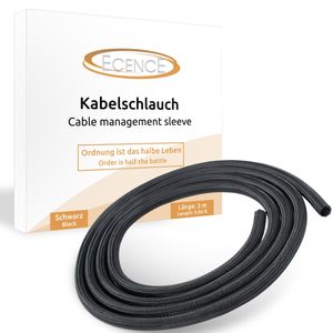 ECENCE 3m / 118inch Kabelschlauch 13-20mm Kabelmanagement selbstschließend Schwarz Kabelkanal zusc