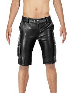 Bockle® BoB Cargo Shorts  Lederhose kurze Leder Shorts Feldhose aus Leder, W34/L30