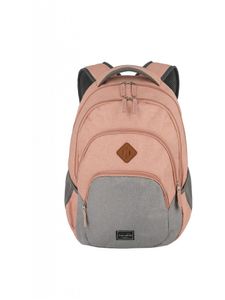 Travelite Basics Rucksack mit Laptopfach Schulrucksack Daypack Backpack, Farbe:Rosa/Grau