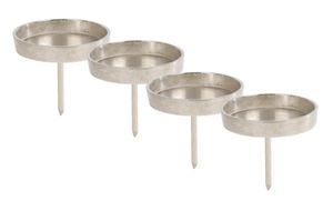 Alu Kerzenpick für Stumpenkerzen 4er Set - 8 cm in silber - Metall Kerzenhalter für Kugelkerzen - Kerzen Stecker für Advents und Weihnachts Gesteck
