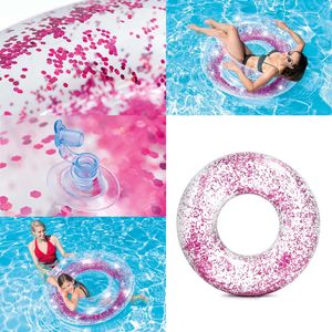 Intex 56274NP - Schwimmring Glitter - XXL Schwimmreifen Glitzer Lounge Luftmatratze - Pink
