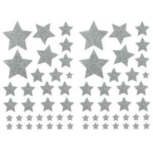 Oblique Unique 64 Sterne Sticker Stern Aufkleber mit Glitzereffekt für Weihnachten zum Basteln Spielen - silber
