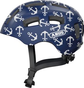 ABUS Fahrradhelm Youn-I 2.0 - mit Licht für Kinder, Jugendliche und junge Erwachsene - für Mädels und Jungs - Blau mit Anker-Muster, Größe M
