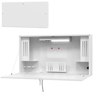 bümö Wandschreibtisch klappbar & abschließbar Mini-Office in weiß