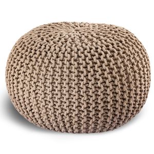 Casamia Pouf Ø 55 o. 45 cm Strickhocker Sitzpouf Bodenkissen nachhaltig Grobstrick Optik Farben Sitzhocker: beige Größe: ø 45 cm