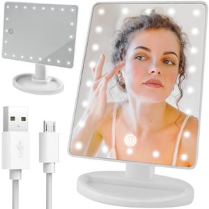 Kosmetikspiegel mit LED licht  Schminkspiegel Beleuchtet 180° Neigung Touch 4 Batterien oder USB 5886